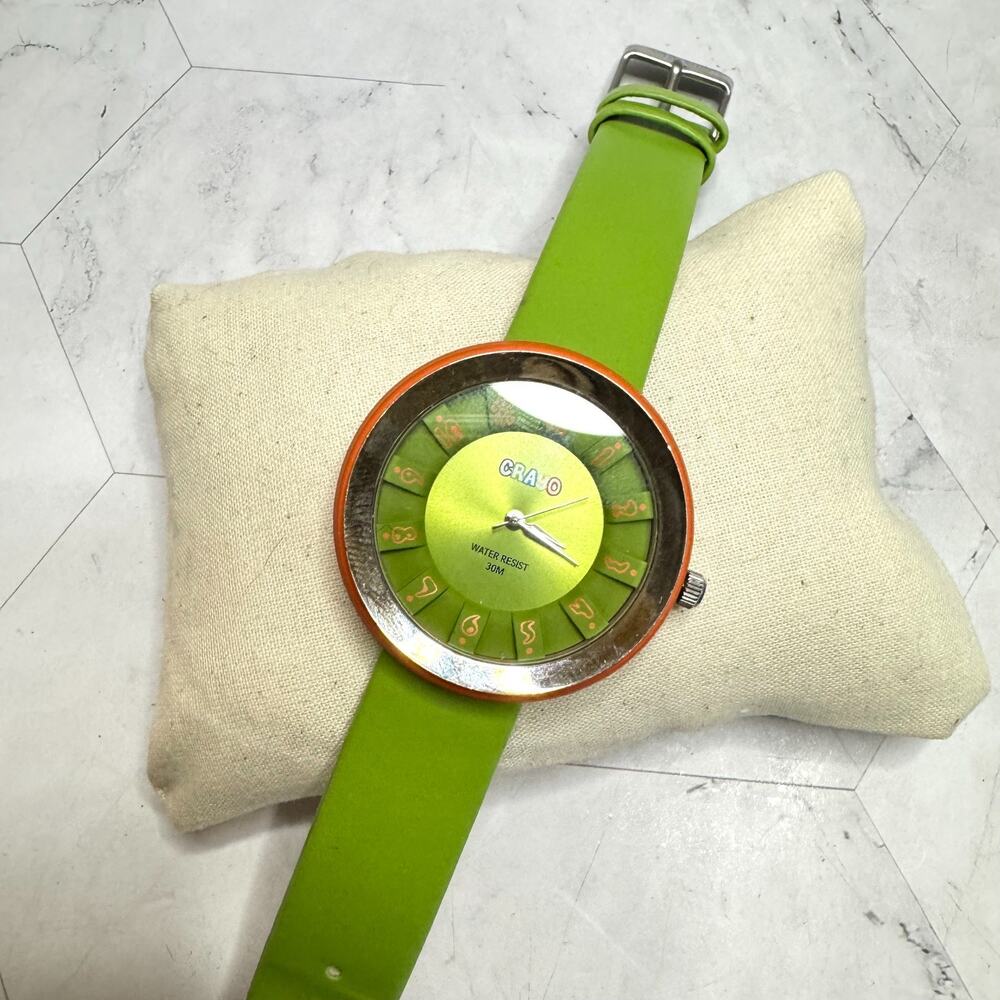 Crayo Celebration Unisex Watch Green Rubber Coated Quartz 38mm New Battery